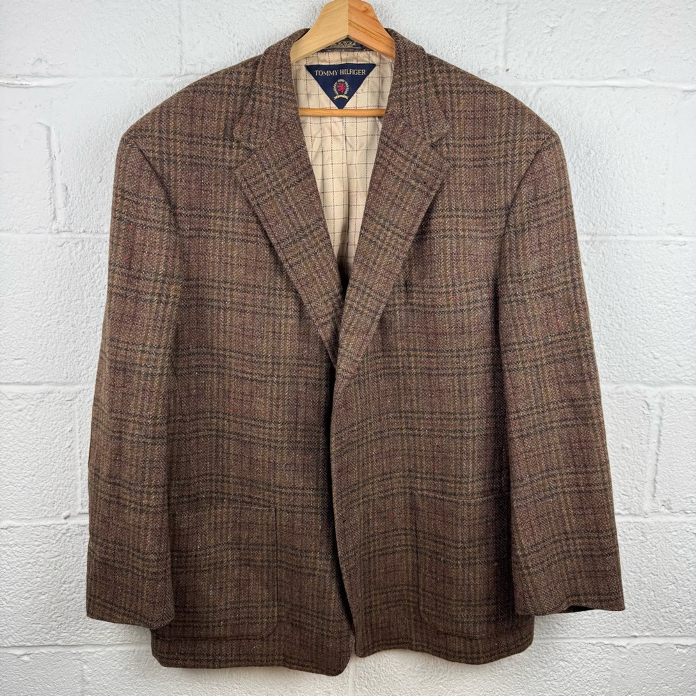 Tommy Hilfiger Vintage Tweed Blazer – Leather Elbow Patches – 46R